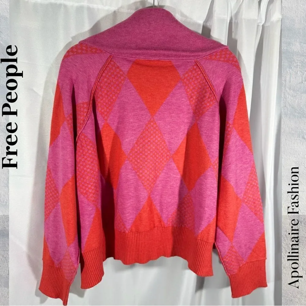 FREE PEOPLE LUCY HALF ZIP PULLOVER IN STRAWBERRY RED MEDIUM NEW